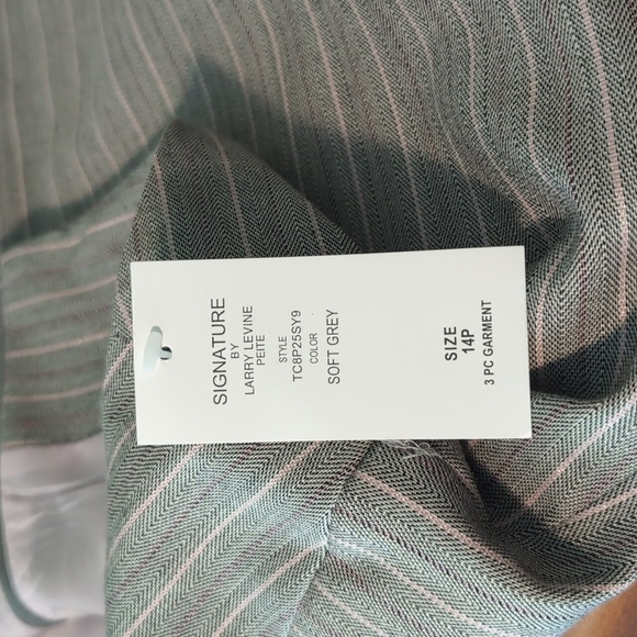 NWT ⭐ 3 Piece SIGNATURE Suit by Larry Levine Chic Gray Pinstripe - Picture 3 of 14